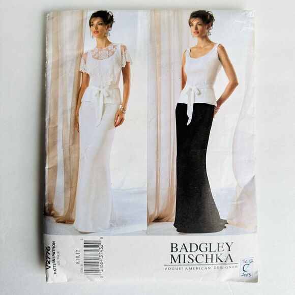 Badgley Mischka Sewing Pattern Vogue 2776 Evening Gown Lace Capelet Sz 8-12 CUT - Picture 1 of 2